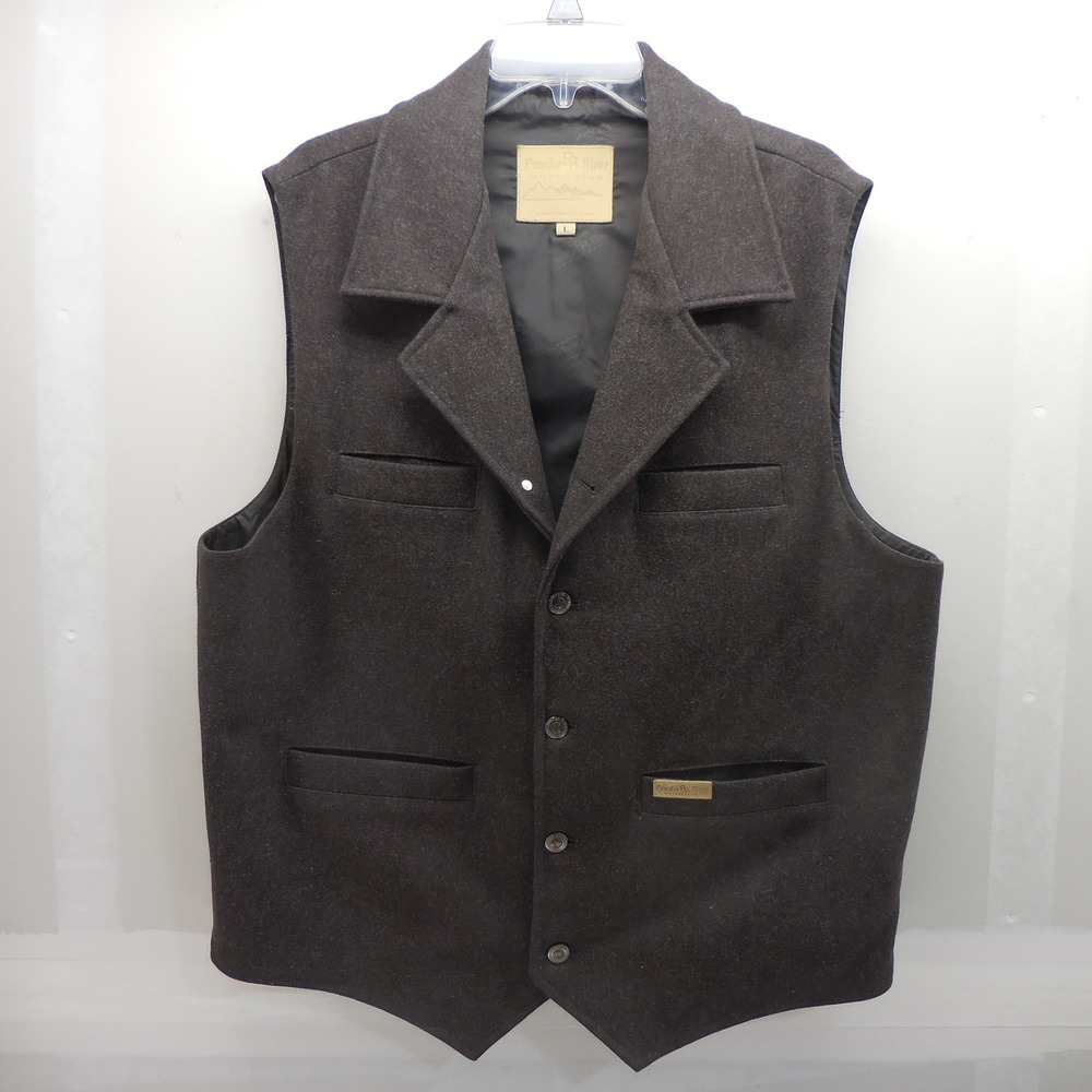 Powder River Outfitters Mens Wool Western Vest Brown Panhandle Slim Large L